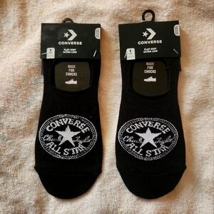 NWT Converse Men's No Show Black Flat Knit Ultra Low Socks